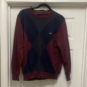 Lacoste Men's cotton argyle Sweater in Burgundy and Navy